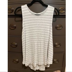 Gray and white striped tank